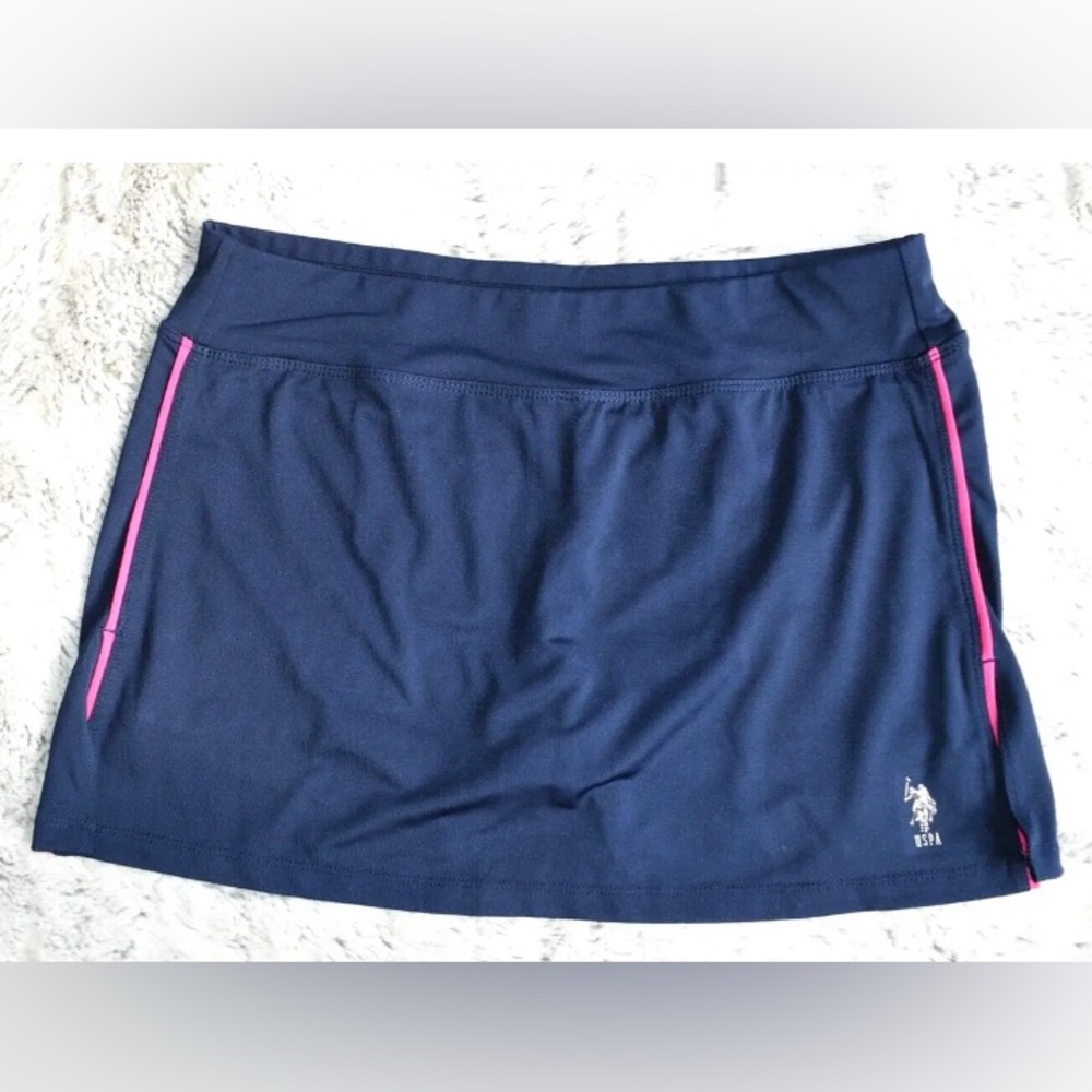 US POLO Golf Tennis Pickleball Navy w/Pink accent skirt w/Underpants,Sz M